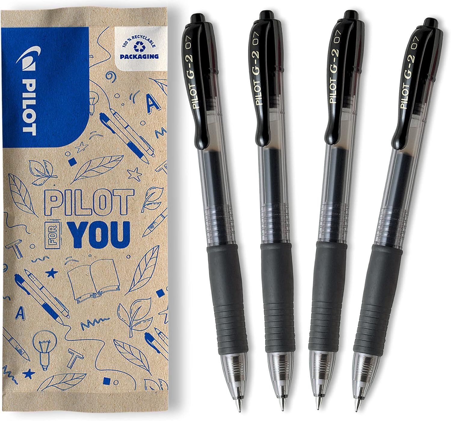 🖊️ ชุดปากกาเจล PILOT G2-7 (4 ด้าม, สีดำ)